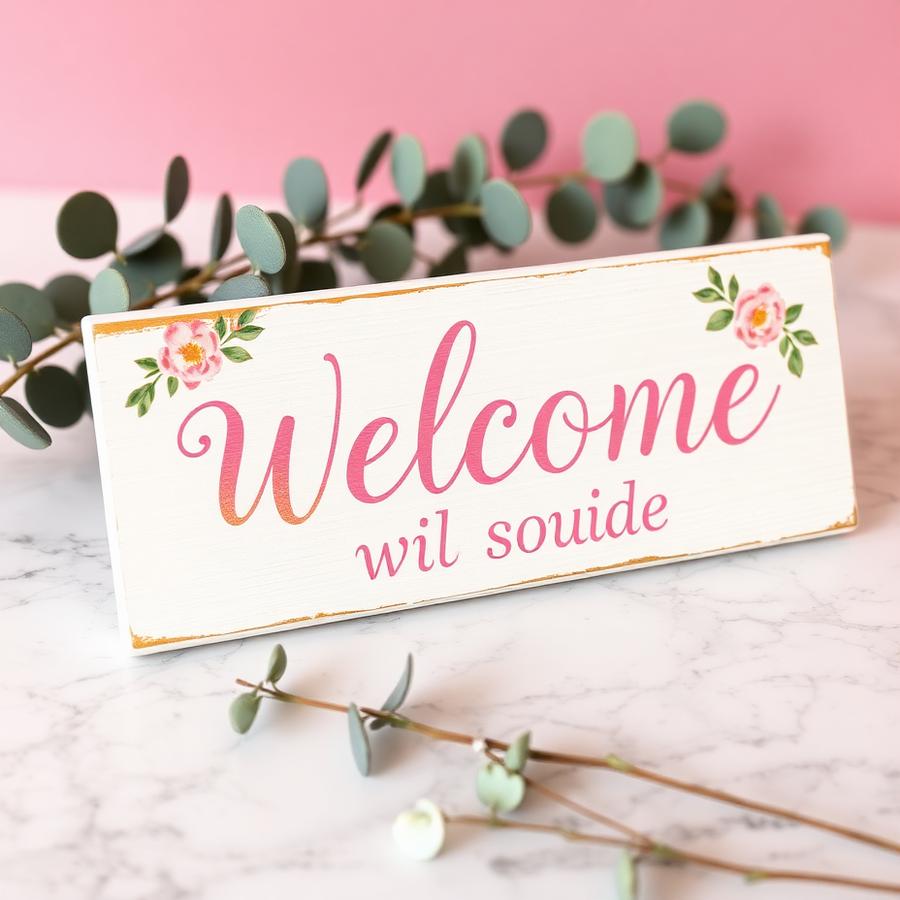 Hand-painted welcome sign