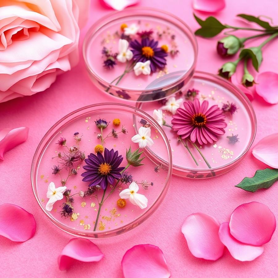 Pressed-flower resin coasters